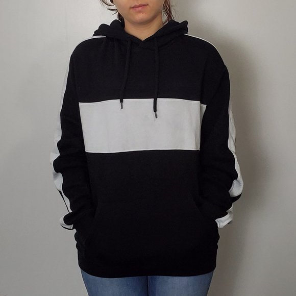 H&M Tops - Black and White H&M Divided Stiped Hoodie ⭐